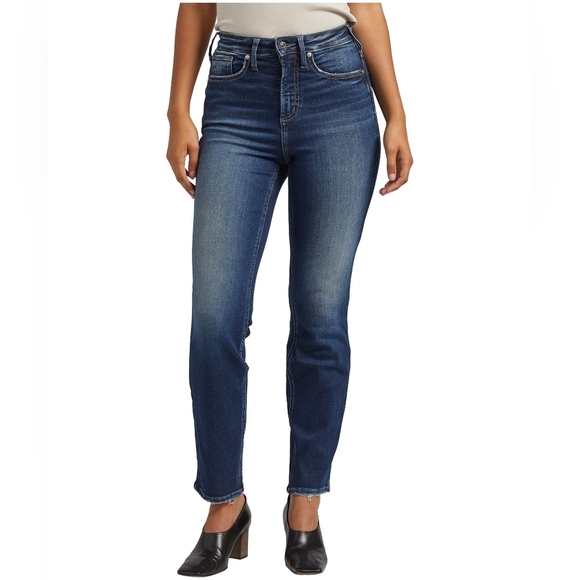 Silver Jeans Avery Straight Leg Dark Wash High Waisted Rise Stretchy Size 27 - Picture 12 of 12